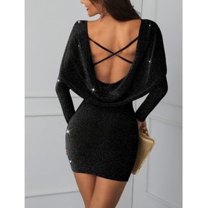 ✨ shimmer sparkle long sleeve glitter bomb dress